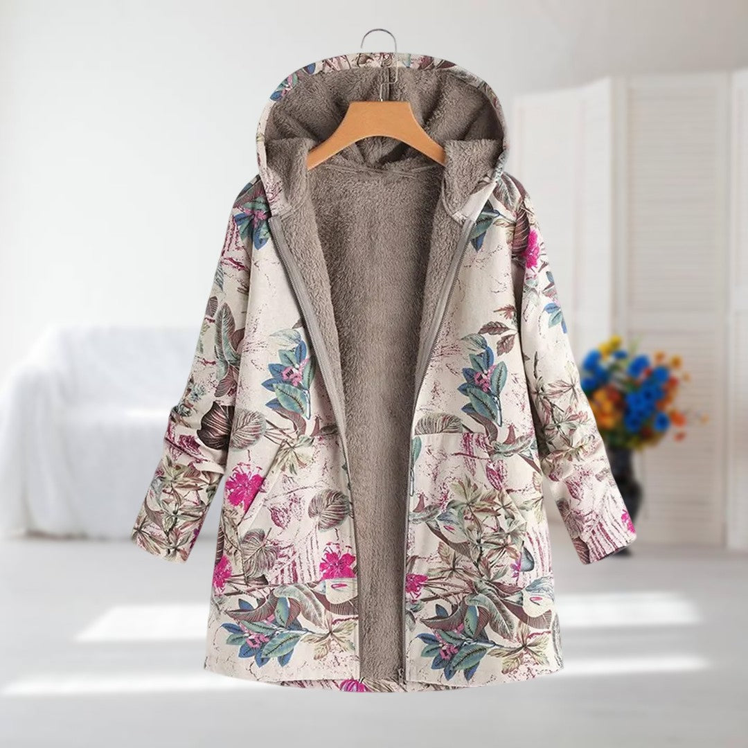 Flora | Teplá, měkká podšitá pletená bunda parka