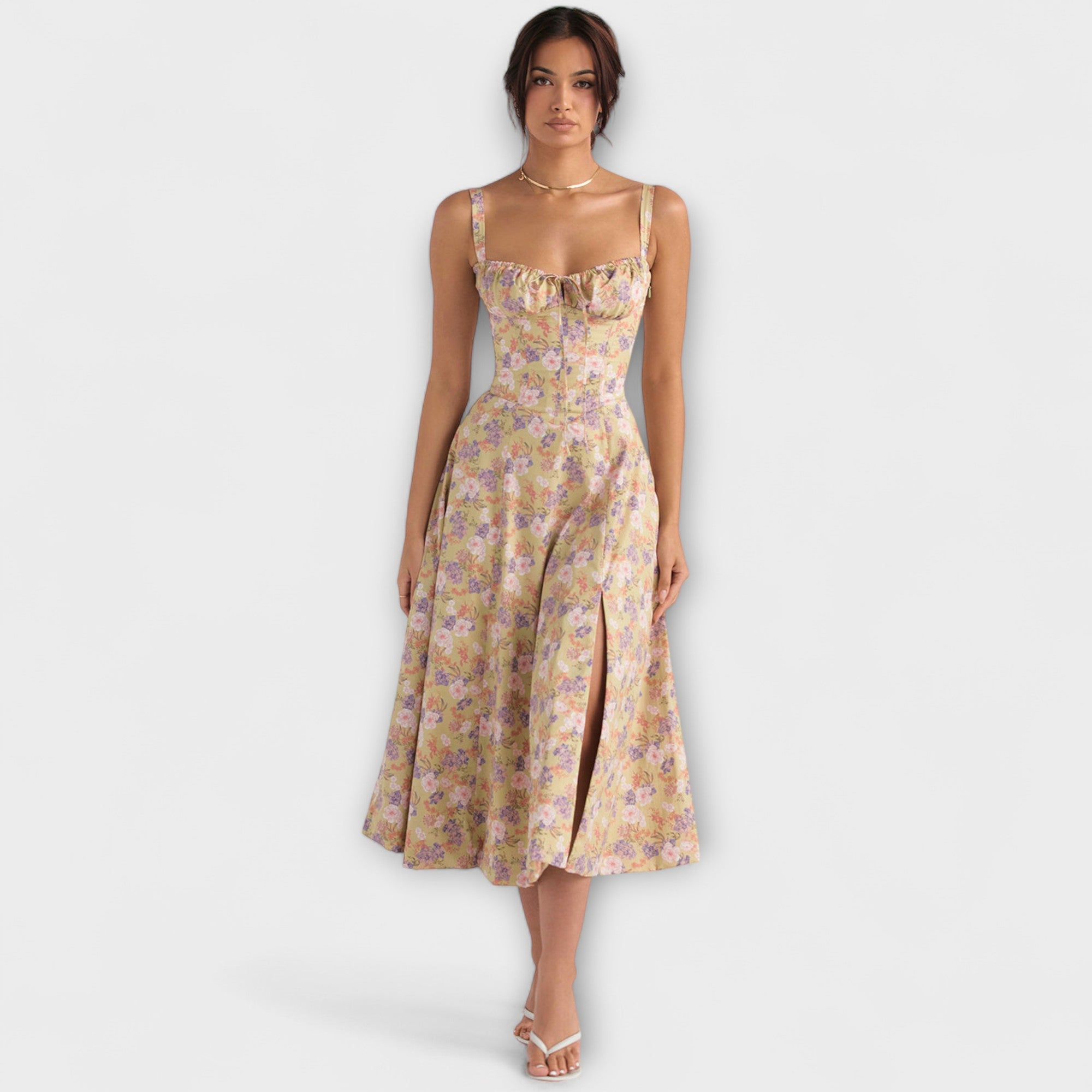 Zipporas - Černá korzetová šaty s moderním jarním květinovým potiskem